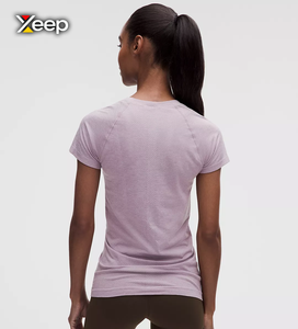 เสื้อยืดออกกำลังกายผู้หญิง XEEP Customize แบบลำลอง น้ำหนักเบา ทรงหลวม แขนสั้น ระบายอากาศดี คอวี ลายตัวอักษร ผลิตจากโพลีเอสเตอร์/คอตตอน - Product Image 2