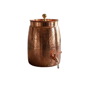 Distributeur d'eau artisanal 100 % cuivre pur avec élégante gravure florale, grande capacité, Matka ayurvédique en cuivre pour la maison - Product Image 2