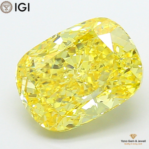 Bijoux fins, diamant de laboratoire CVD certifié IGI, clarté VS1, couleur jaune vif fantaisie, forme coussin, 6,01 carats, pour un usage quotidien - Product Image 1