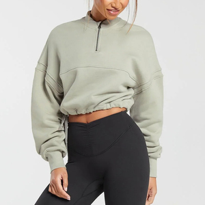 Ensemble de survêtement et leggings pour femme 2026, vert sauge, deux pièces, coupe courte, col zippé, tenue décontractée et sportive assortie - Product Image 4