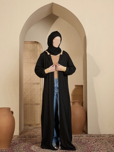 Nueva Abaya Tradicional Islámica Negra para Mujer, Estilo Saudí, Primavera 2026, Dubai, Poliéster Transpirable, Largo hasta el Tobillo, Musulmana - Product Image 3