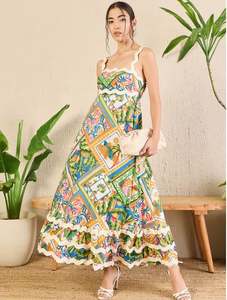 Robes maxi pour femmes, robes d'été personnalisées pour femmes, robes amples en coton et lin à imprimé floral, sans manches, confortables, décontractées, robes de plage à imprimé floral - Product Image 5