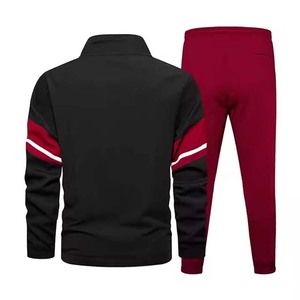 Men Tracksuit Color & <b>Red</b> Block Stand Collar Track Jacket & Custom Made Drawstring Sweatpants Casual Jogging Sports <b>Suit</b> - Product Image 3