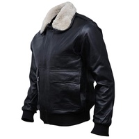Blouson bombardier en cuir pour homme noir marron vestes en cuir sude pour homme avec col en fourrure véritable manteau en mousse veste tendance