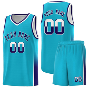 Maillot de basket sans manches 100 % polyester respirant, extensible dans quatre directions, séchage rapide, couleur bleue, vente en gros usine - Product Image 5