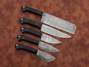 Ensemble de couteaux de chef en acier Damas 5 pièces, manche en bois, couteaux de cuisine professionnels pour la maison et la restauration, vente chaude - Product Image 2