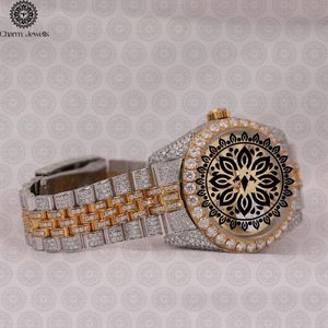 Charm_Jewells Luxury Stainless Steel <b>Watch</b> 38mm Round <b>Case</b> Analog Quartz Movement Diamond Encrusted Folding Clasp Women - Product Image 2