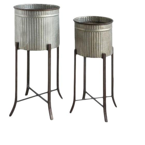 Ensemble de 3 pots à fleurs en métal noir avec revêtement poudré, décoration de jardin et de pépinière, pot en métal pour la décoration de jardin - Product Image 4