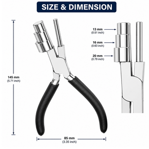 Pince à boucler professionnelle noire 13mm 16mm 20mm multi-barils en acier inoxydable pour la fabrication de bijoux et la formation de boucles de fil DIY - Product Image 4