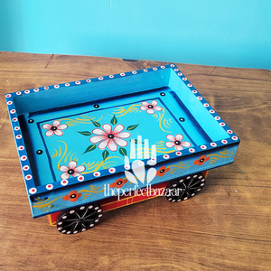 Carrito Decorativo de Madera Pintado a Mano theperfectbazaar, 9x6 Pulgadas, Decoración para Comedor, Regalo de Diwali - Product Image 6