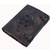 Carnet à couverture rigide en cuir gaufré sept pierres, style vintage rétro, pour bien-être, bullet journal, mariage, prière et écriture, idéal comme cadeau