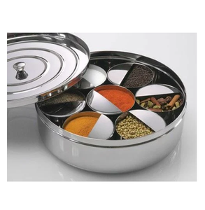 Custom Made Stainless Steel Spice <b>Box</b> Metal Seasoning Organizer <b>Herb</b> Tool Storage with Lid and Spoon - Product Image 3
