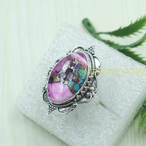 Pink Copper Turquoise <b>Ring</b> 925 Sterling Silver Handmade <b>Statement</b> <b>Ring</b> Vintage Floral Boho Jewelry Gift For Women Unisex Him - Product Image 3