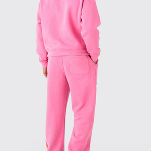 High Quality Hoodie with Pant Trouser Heavy Drop Shoulder Streetwear for Men <b>Boys</b> Printed Logo Plus Size Pink Tracksuits Blank - Product Image 4