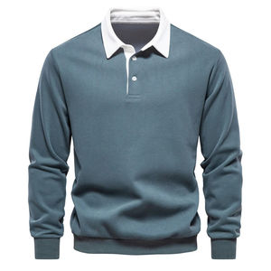Chemises décontractées pour hommes à manches courtes, col contrastant, motif uni, 100% coton tricoté, respirant, séchage rapide, design personnalisé - Product Image 3