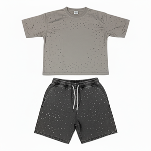 Conjuntos de dos piezas de algodón para hombre con estampado de logotipo personalizado, ropa urbana de verano, camisetas con estampado completo y conjunto de pantalones cortos deportivos para hombre - Product Image 5