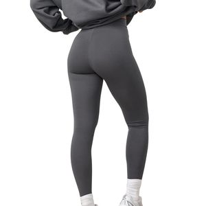Charcoal Grey Jersey Legging Women High Waist Stretch Fitness <b>Tights</b> Soft Compression Workout Yoga Activewear Performance Wear - Product Image 6