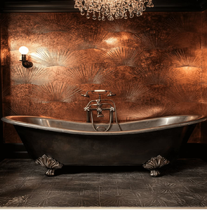 Baignoire vintage à pattes en cuivre noir, qui apporte un charme antique à votre maison. Un look élégant disponible à prix de gros. - Product Image 1