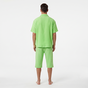 Conjunto de Camisa de Manga Corta con Botones y Pantalones Cortos Casuales para Hombre, Traje de Dos Piezas para Verano, Venta al Por Mayor Personalizada - Product Image 2