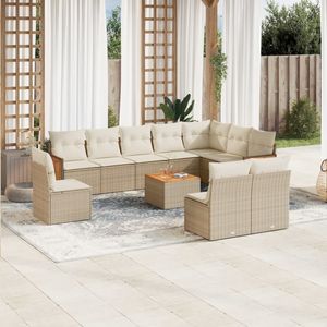 Beige Garden <b>Sofa</b> <b>Set</b> Outdoor Rattan Furniture Cushioned Contemporary Design - Product Image 1