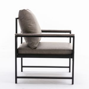 Poltrona Moderna in Ecopelle con Struttura in Metallo Verniciato a Polvere Nera, Divano Singolo per Soggiorno e Camera da Letto - Product Image 5