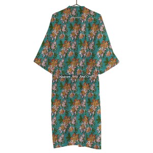 เสื้อคลุมอาบน้ำผ้าฝ้ายพิมพ์ลายดอกไม้สไตล์แมกซี่ยาวสำหรับงานปาร์ตี้ - Product Image 5
