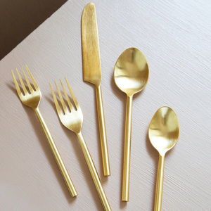 Ensemble de couverts en acier inoxydable doré, 4 pièces, finition miroir, réutilisable, pour mariage, fête, table - Product Image 4