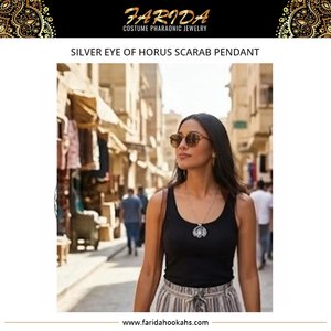 Joyas de Disfraz Faraónico para Mujer de Diseño Único y Calidad Premium, Plata Egipcia Vintage, Bañado en Plata, Ojo de Horus, Escarabajo, para Fiesta - Product Image 4