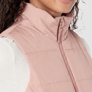 <b>Women's</b> <b>Pink</b> Sleeveless Puffer <b>Vest</b> With Zipper Stand Collar Windproof Casual Outerwear <b>Vest</b> for <b>Women</b> Fashionwear Premium <b>Vest</b> - Product Image 4
