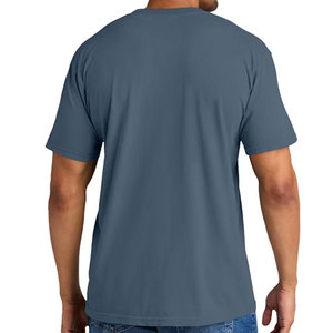 T-shirt à manches courtes pour homme, bleu uni, col rond, coupe classique, jersey en coton décontracté - Product Image 5