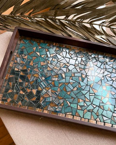 ArtisanCraft Exquisitas bandejas de servicio de mosaico de madera de calidad superior con diseños decorativos de tamaños personalizados-SmarkExports - Product Image 5