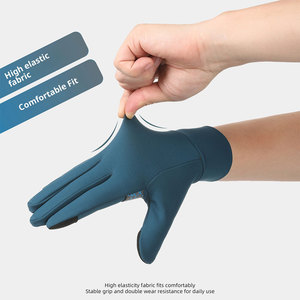 Gants de course professionnels unisexe avec paume en silicone, gants de sport d'extérieur à doigts complets, isolés thermiquement, coupe-vent, compatibles écran tactile - Product Image 5