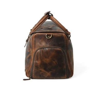 Sac de voyage vintage en cuir Crazy Horse pour homme avec compartiment à chaussures - Product Image 4