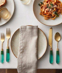 Stylish Green Modern Style Resin Handle Cutlery Featuring Silver Head <b>Flatware</b> For Homes Restaurants And Parties - Product Image 3