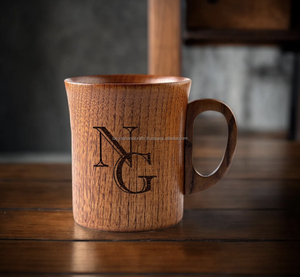 Chope à bière en bois écologique artisanale avec poignée Style américain rustique Couvercle en bambou pour 2 boissons à base de bière ou de vin - Product Image 5