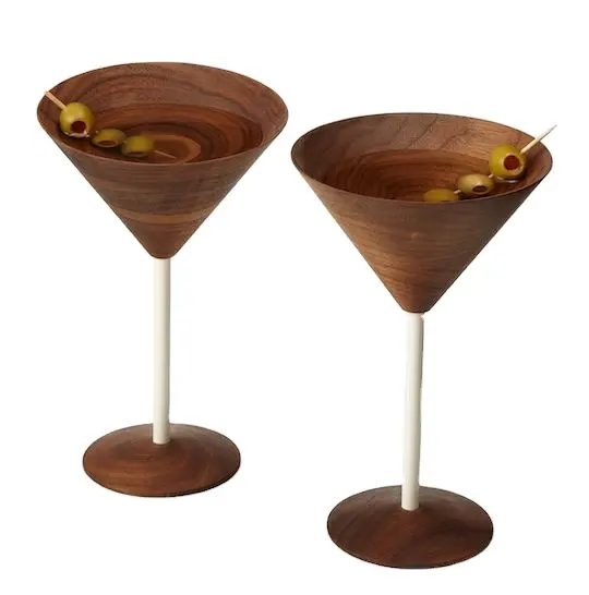 Wine Glass Round Shape Handcrafted Kitchenware Hottest Selling Tabletop High Quality Wood Water Drinking Glass