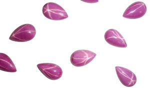 Rubis Étoilé Rose Poire 11x17 mm 9,5 Carats Créé en Laboratoire Poli Opaque Cabochon avec Effet Étoile à 6 Branches pour la Fabrication de Bijoux - Product Image 3