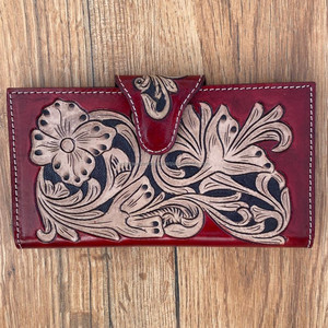 Nuevas carteras plegables de cuero hechas a mano reales, carteras diseñadas para mujeres, billetera elegante única de cuero artesanal de Venta caliente - Product Image 2