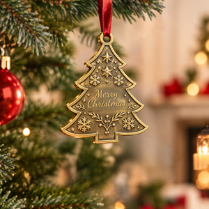 Metal Christmas Ornaments Custom Design Engraved <b>Tree</b> Hanging Decoration OEM - Product Image 1