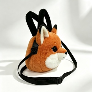 Customized orange‑white fox shoulder <b>purse</b>,animal‑theme kids plush tote bag,plush fox crossbody bag,<b>cute</b> fox face plush handbag - Product Image 5
