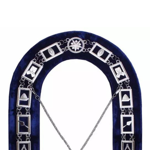 High Quality Custom Made Blue Lodge Regalia <b>Collar</b> Silver Plated with Blue Velvet Backing New Masonic Blue Lodge Regalia <b>Metal</b> - Product Image 4