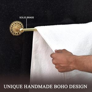 Nouveau design de porte-serviettes de base florale en laiton doré accessoires de quincaillerie de salle de bain tige de serviette dorée BWH-29 de gros - Product Image 3
