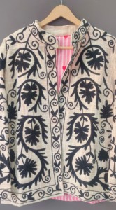 Women's Winter Suzani TNT Cotton <b>Jacket</b> with Front Logo Embroidery <b>Quilted</b> Cotton Filled Floral <b>Pattern</b> Short Length - Product Image 2