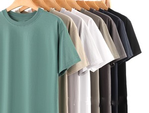 T-shirt décontracté d'été à col rond en coton 220 GSM à séchage rapide, couleur unie, coupe ample, OEM - Product Image 2