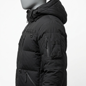 Chaqueta Acolchada con Capucha para Hombre, Negra, Abrigo de Invierno Cálido y Acolchado, Ligero, Impermeable, Reversible, con Logotipo Frontal One Apex - Product Image 3