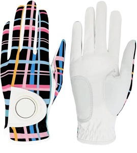 Gants de golf en cuir véritable pour gauchers avec fermeture auto-agrippante antidérapante, logo personnalisé en relief, emballage personnalisé - Product Image 1