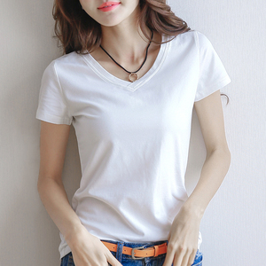Camisetas Cómodas de Cuello Redondo para Mujer, Manga Corta Casual, Color Liso Personalizado, Ecológicas, 100% Algodón Transpirable de Secado Rápido - Product Image 2