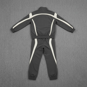 Men's Grey White Color Block Tracksuit Full <b>Zip</b> <b>Hooded</b> Collar Sporty Jogging Set Spring Breathable Eco-friendly Lightweight - Product Image 2