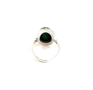 Customized 925 Silver <b>Large</b> Green Malachite Statement <b>Ring</b> Engagement Wedding Jewelry For Unisex - Product Image 2