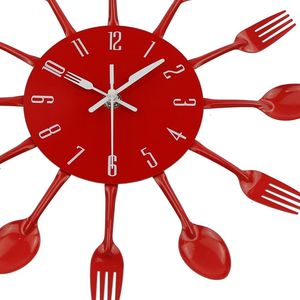 Orologio da Parete 3D Moderno e Creativo per Cucina, Adesivo Murale Rimovibile a Forma di Cucchiaio e Forchetta, Decorazione per Casa e Stanza - Product Image 3